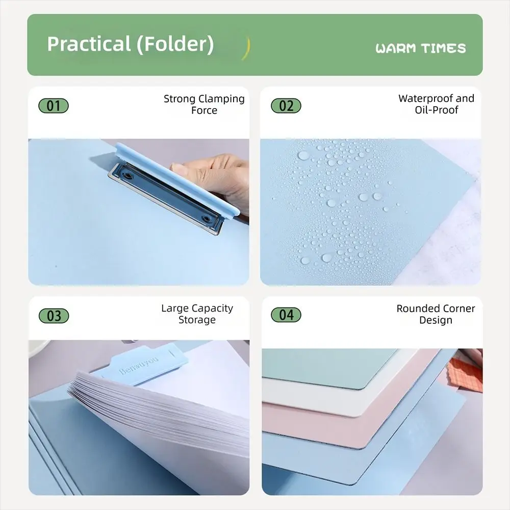 

New 2-in-1 Clipboard Vertical Waterproof File Folder Foldable Writing Pad Students