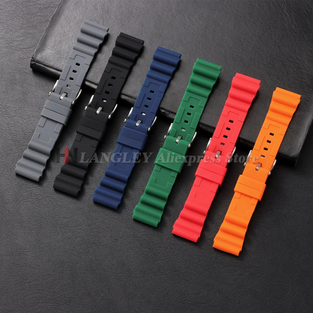20mm 22mm Weiches Silikon-Gummi-Uhrenarmband für Herren und Damen, Sportliches Wasserdichtes Armband mit Dornschließe für Seiko SKX007 SRP777J1 – Detail 11