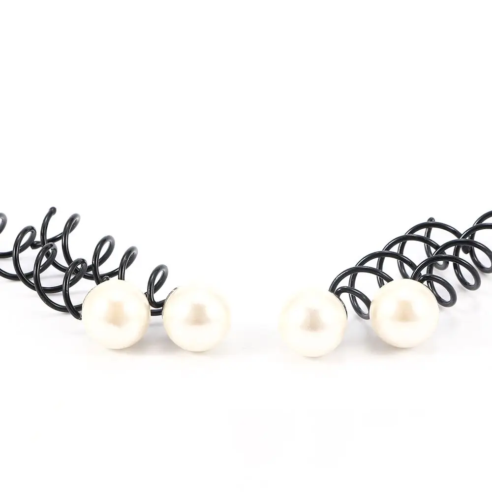 

4pcs Girls Fashion Spin Hair Pins Black Big Pearl Hair Barrette Twist Screw Clip