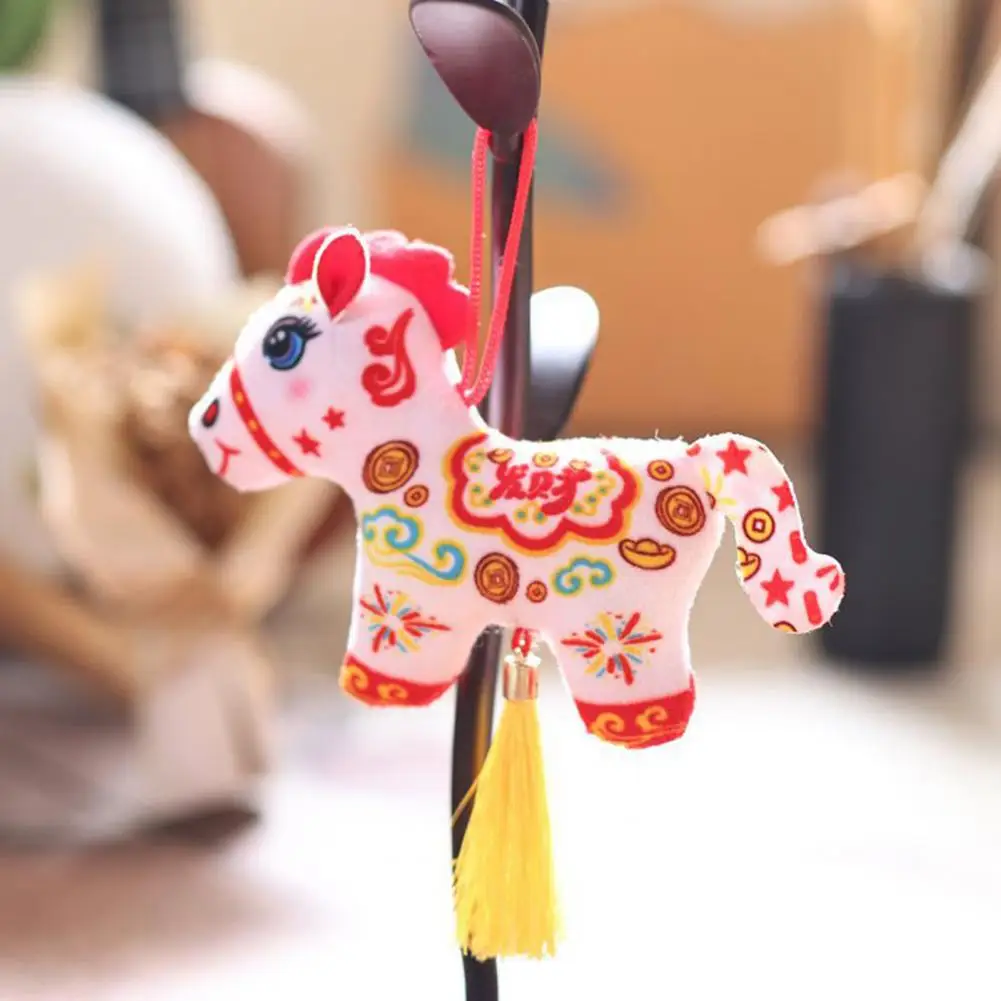 Horse Pendant Keychain Lucky Horse Plush Keychain Set Zodiac Pony Figurines for Bag Decor Cute Year of Horse Dolls for Backpacks