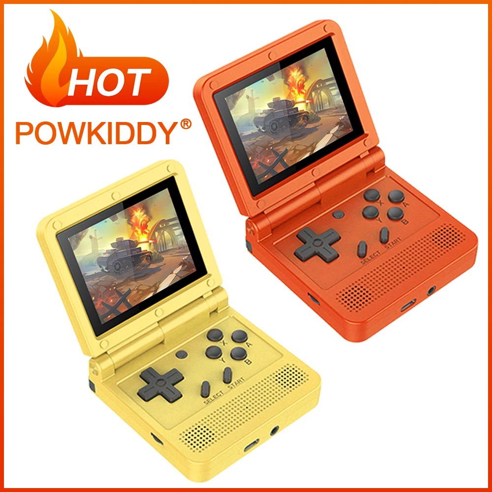 

Powkiddy V90 64bit Retro Handheld Game Console Flip Linux System with 16G/64G Built in 2000 Games Video Game Console For PS1