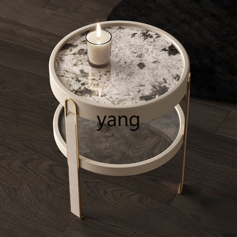 LMM Italian minimalist coffee table combination living room home light luxury double-layer small round table side table