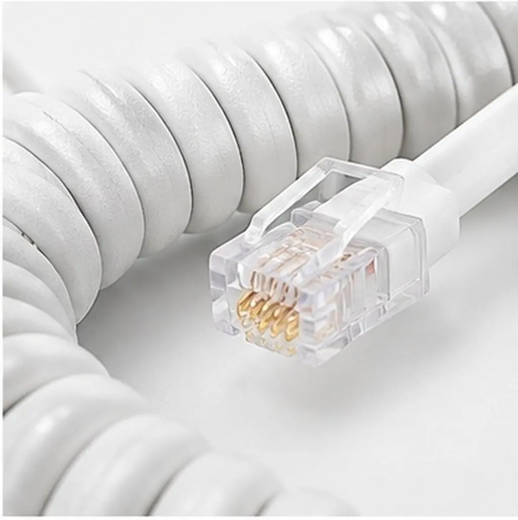 2Pcs Telephone Cord Coiled Landline Phone Cable Flexible Adjustable Length Lightweight Distortion Free Audio