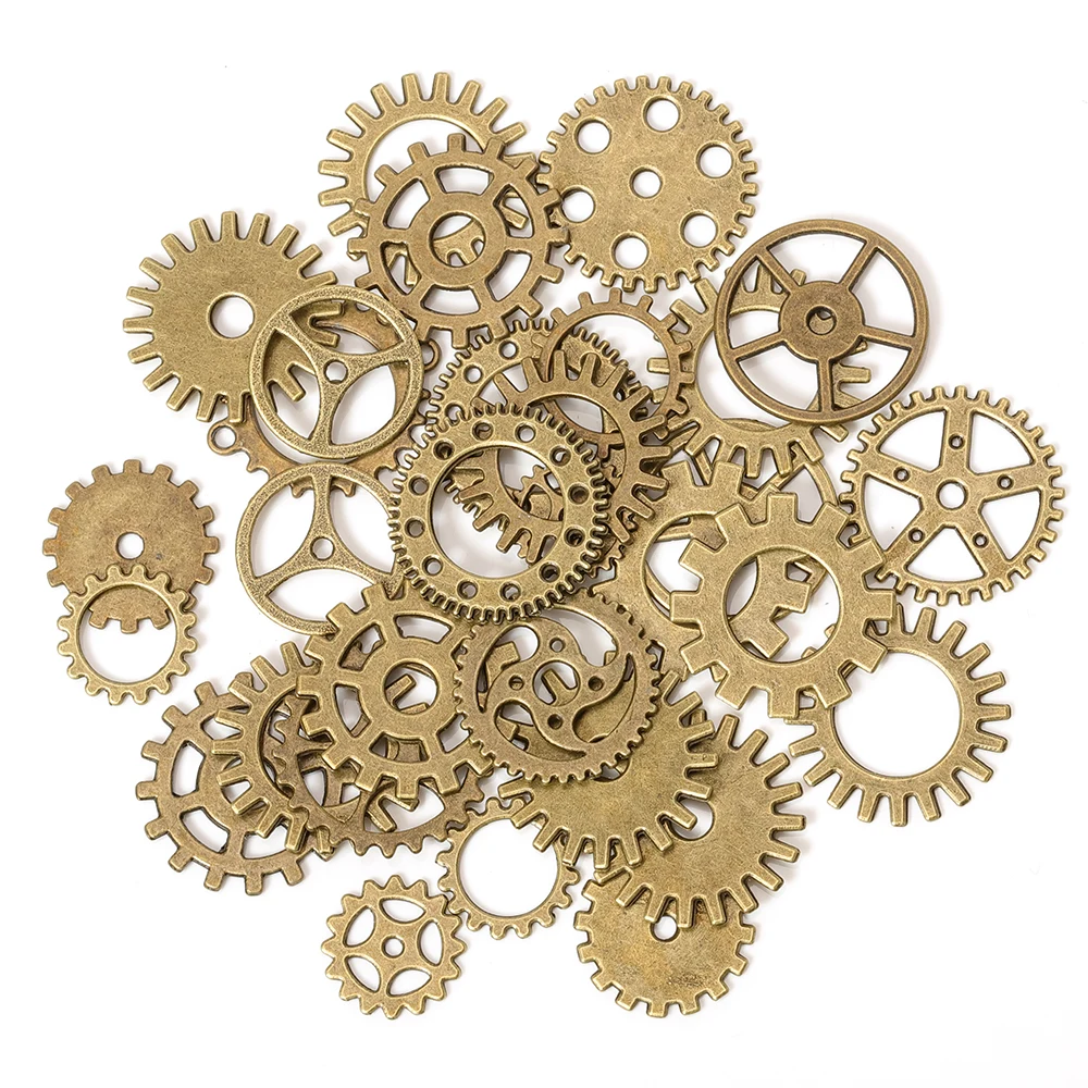 50g 100g metalowe mieszane mechaniczne Steampunk Cogs & Gears Charms Vintage 10 kolor Craft materiał do tworzenia biżuterii akcesoria DIY — zdjęcie 6