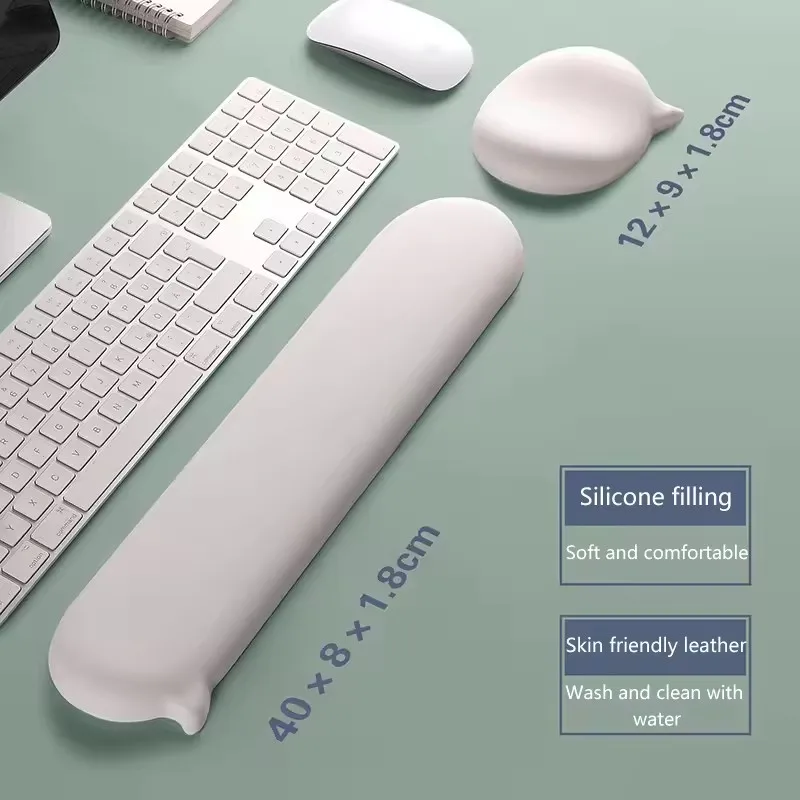 Mouse Pad Ergonômico com Apoio de Pulso em Silicone para Teclado e Rato, Design de Bolha de Bate-Papo, Cor Sólida, Alta Qualidade para Escritório