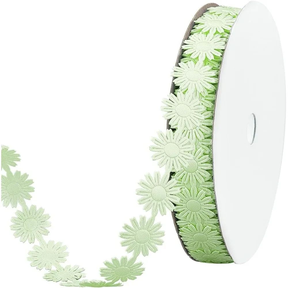 20 Yards Green Daisy Flower Trim 17mm/0.6'' Decorative Lace Crochet Lace Trim Lace Crochet Trimming for Party Sewing Gift