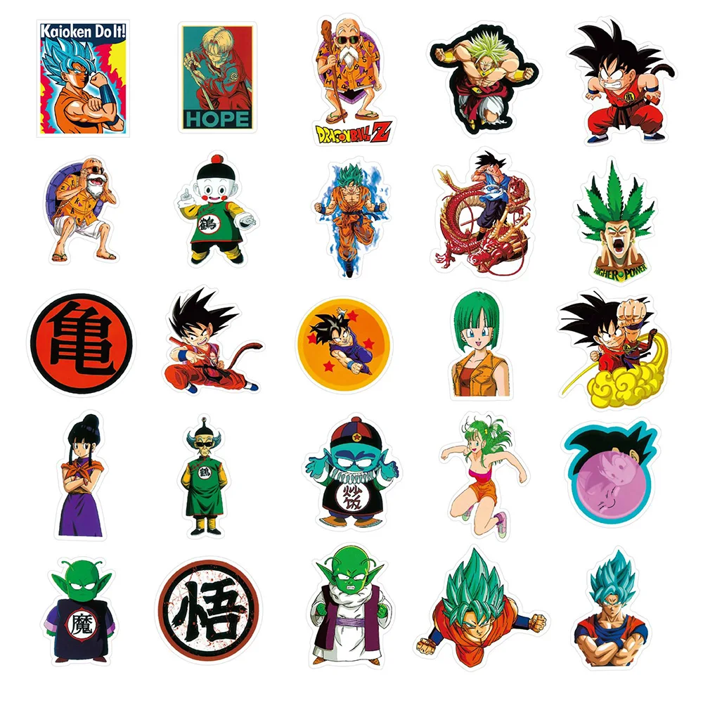 10/30/50pcs Dragon Ball Z Anime Stickers Cool Cartoon Son Goku Decals DIY Kids Toy Phone Skateboard Diary Graffiti Sticker Decor