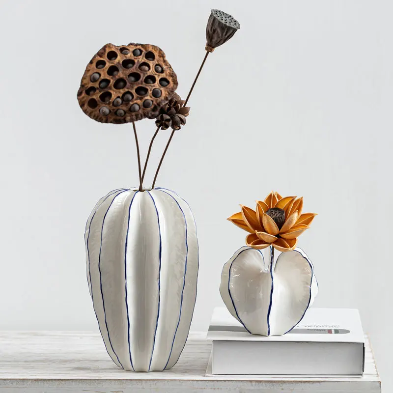 Nordic Ceramic Vase Carambola Simulation Fruit Porcelain Vases Dry Flower Arrangement Office Home Decoration Accessories