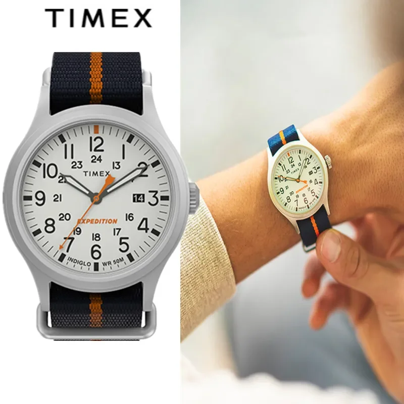 TIMEX-reloj de cuarzo con correa de lona para hombre y mujer, cronógrafo informal, marca de lujo, a la moda