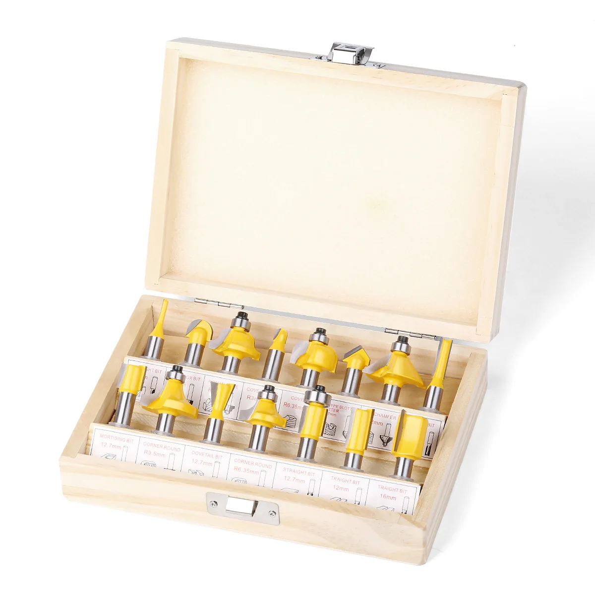 15pcs 8mm Shank Router Bit Set Trimming Straight Beading Milling Cutter Carbide Cutting Woodworking Tools
