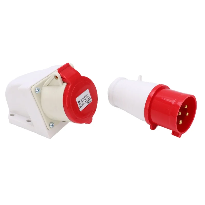 

Промышленная розетка 380415V 32A 4Pin 3P+E IP44 Водонепроницаемая для поверхностного монтажа для строительных площадок