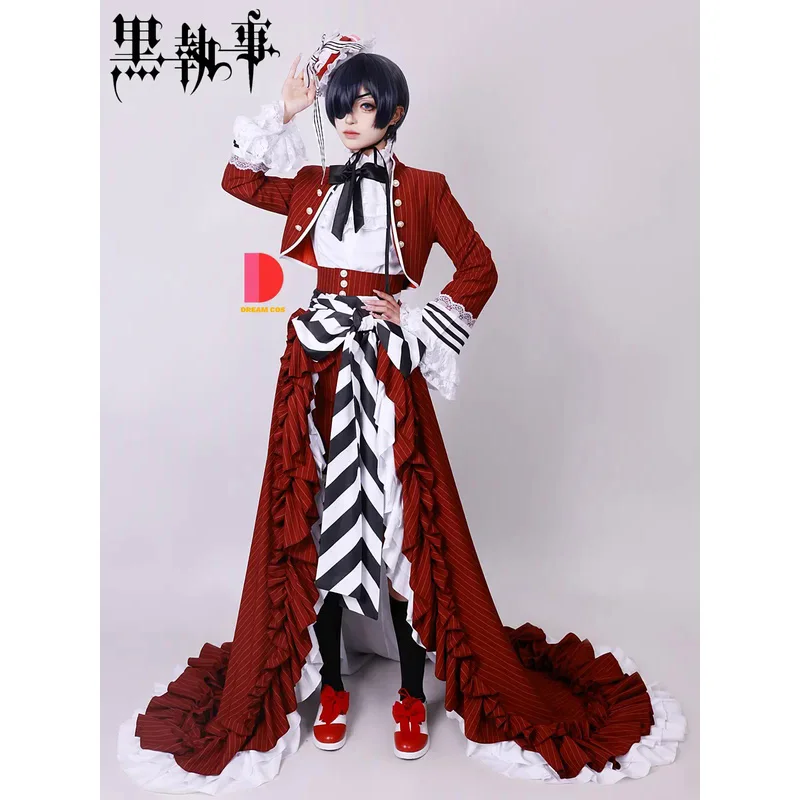 Black Butler Ciel Cosplay Costume Anime Outfit Tea Cup Earl Sebastian Butler Suit Fancy Dress Up Party for Men Women 2024 New