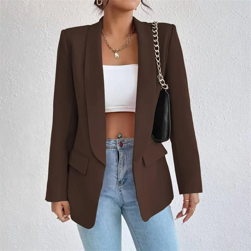 New in Spring Women Jacket Solid Polyester Cotton Non Strech Long Sleeve Office Lady Blazers New Fashion in Outerwears Coats