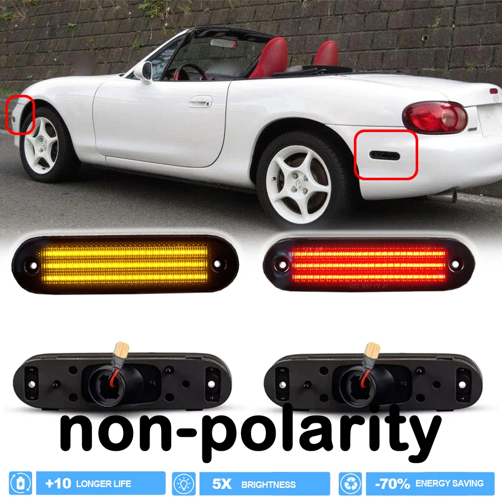 

4Pcs LED Side Marker Turn Signal Fender Light for Mazda Miata MX-5 1990-2005 Car Front Rear Bumper Indicator OEM#MA2551107