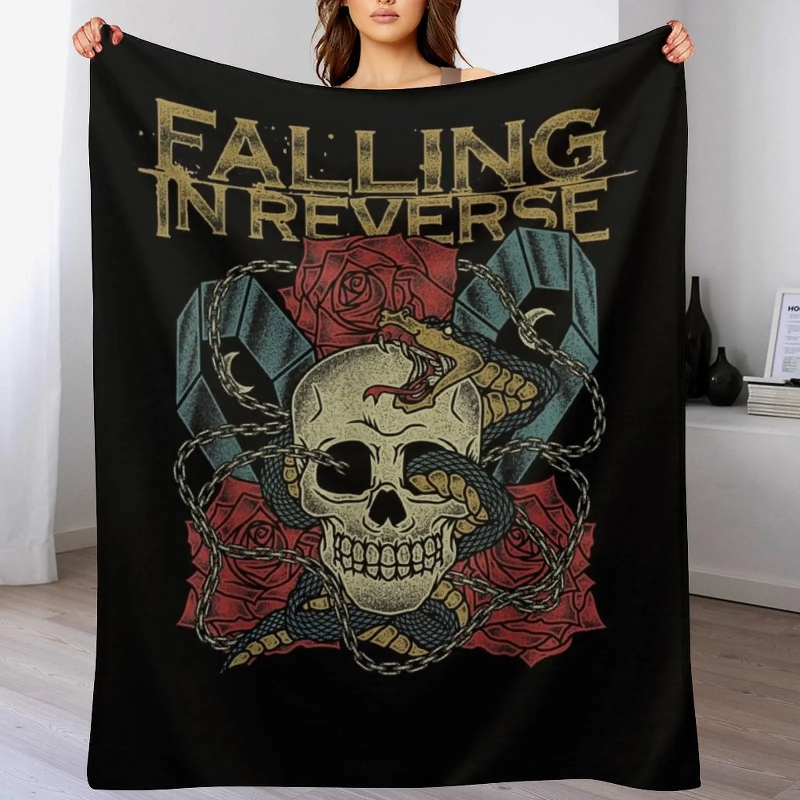 Falling In Reverse - Official Merchandise - The Death vintage Throw Blanket Decorative Beds Bed Picnic decorative Blankets