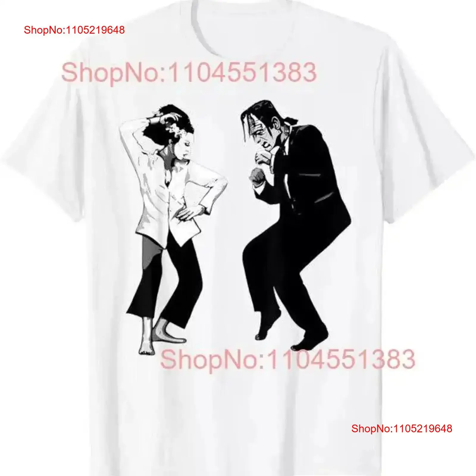 

Retro Funny Frankenstein Monster And Bride Dancing Halloween T Shirt vintage Washed fashion Slightly Breathable Stylish