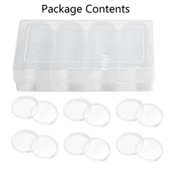 40mm Coin Storage Box Clear Round Plastic Coin Capsule Container Empty Storage Box Holder Case 60Pcs Panda Coin Round Boxes