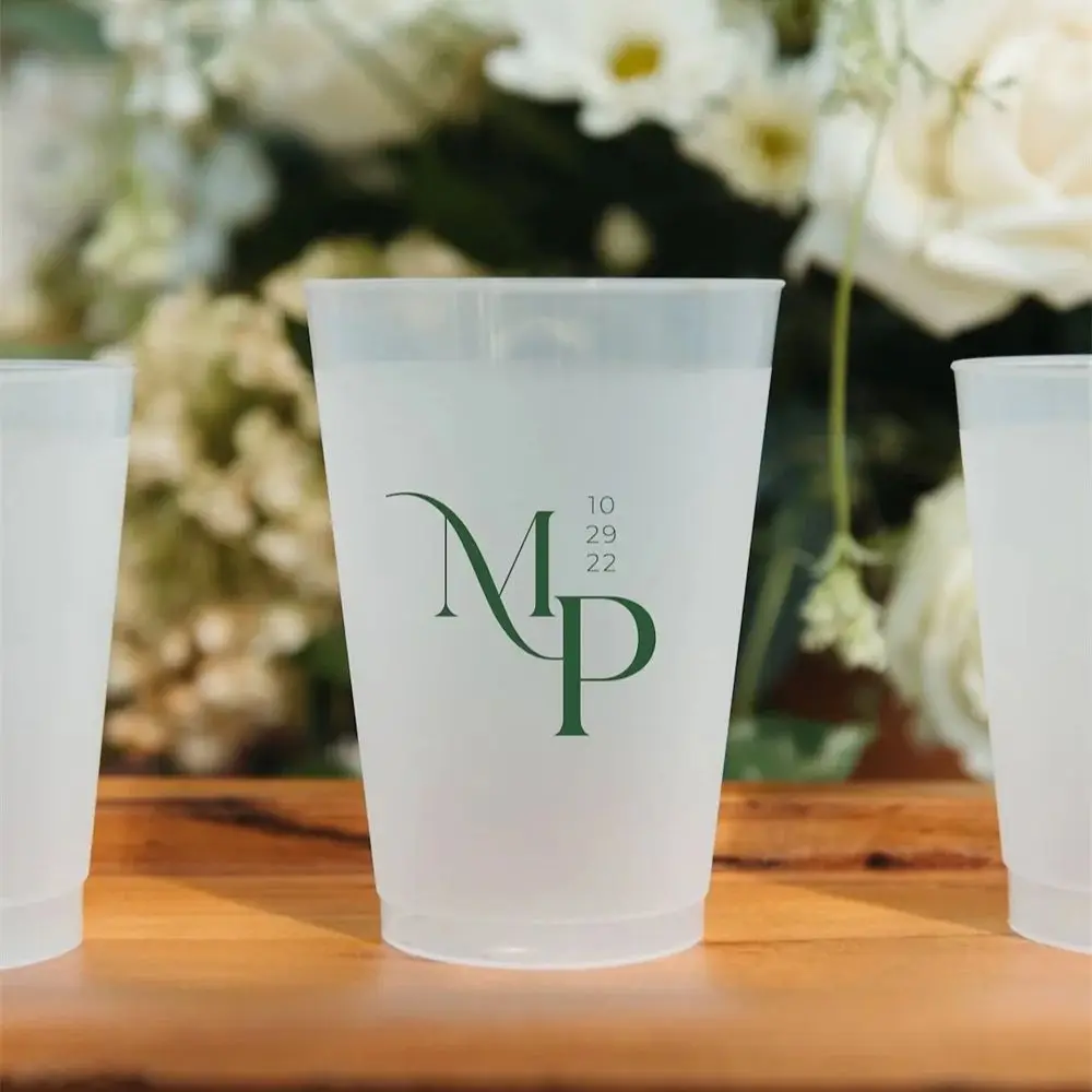 

Customized Frosted Shatterproof Flex Cups, Personalized Wedding Favor Cups, Wedding Favors, Minimalistic Wedding, Modern Wedding