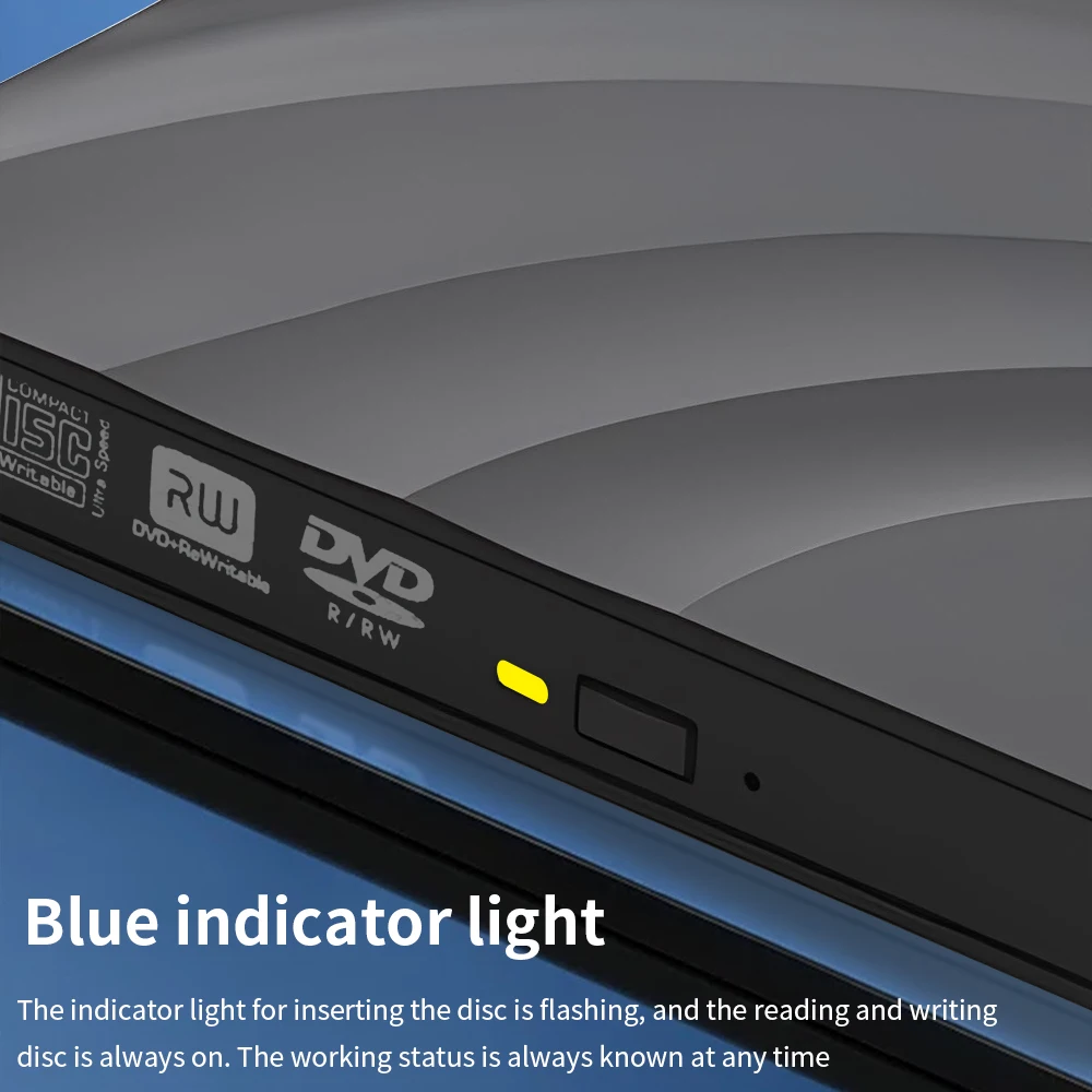 TISHRIC-محرك أقراص ضوئي خارجي متعدد الوظائف ، مشغل مشغل CD و DVD ، قارئ CD خارجي USB ، متوافق مع أنظمة متعددة