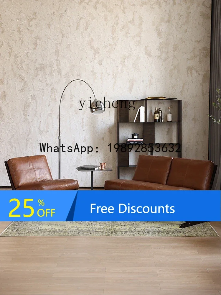 

Single-Seat Sofa Chair Nordic Oak Expression Oil Wax Leather Backrest Leisure Recliner