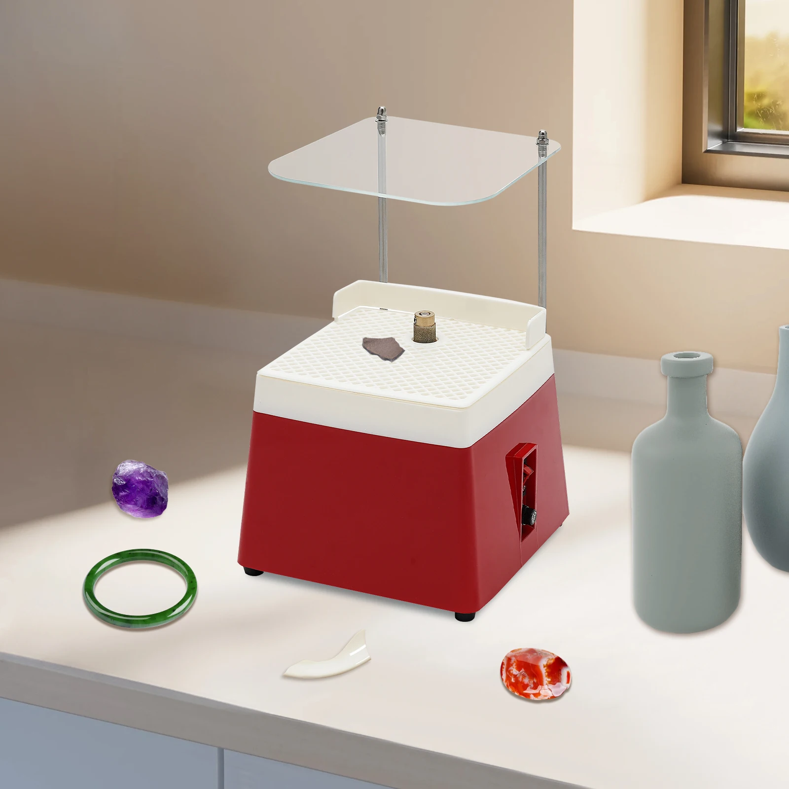 

Стеклошлифовальный станок 110В 65Вт с красным гранитным основанием, для обработки витражного стекла, мрамора, керамики