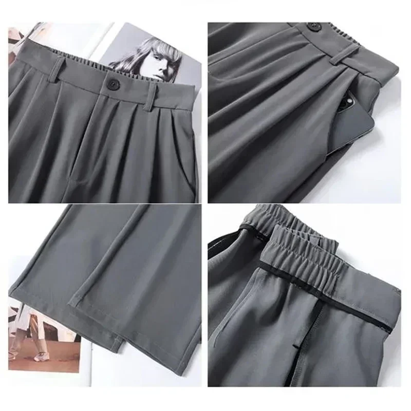 Offre spéciale classique coréen dame tout Match pantalons de travail filles taille haute jambe droite costume pantalon femme Baggy solide pantalon quotidien