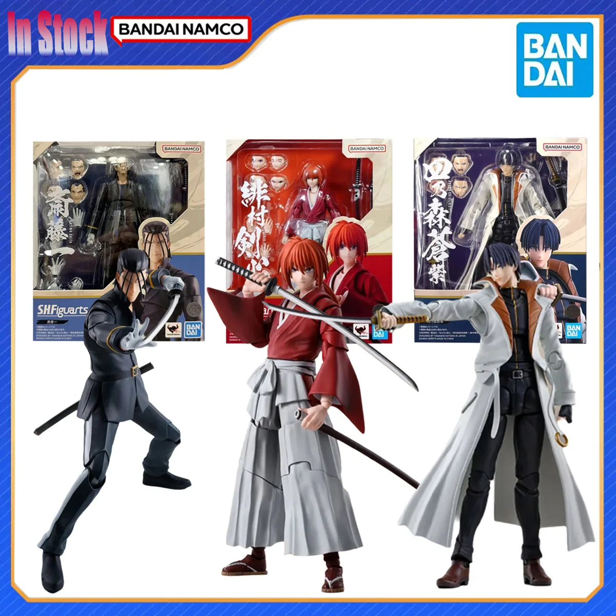 

Оригинальная фигурка Bandai Rurouni Kenshin SHF Himura Kenshin Saito Hajime Shinomori aoshi, наборы моделей, подарок для детей