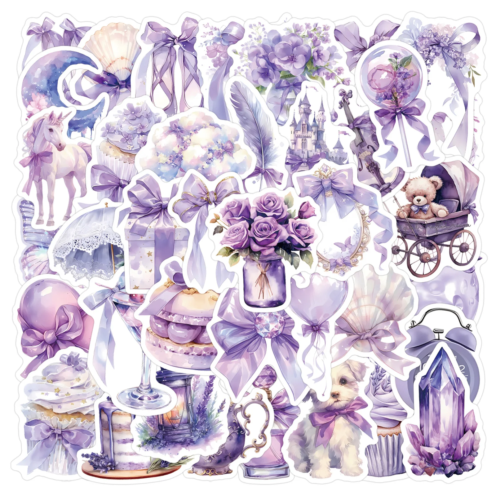 

60Pcs Cute Purple Girls Stickers Coquette Decals For Phone Notebook Suitcase Skateboard Guitar DIY Waterproof Sticker