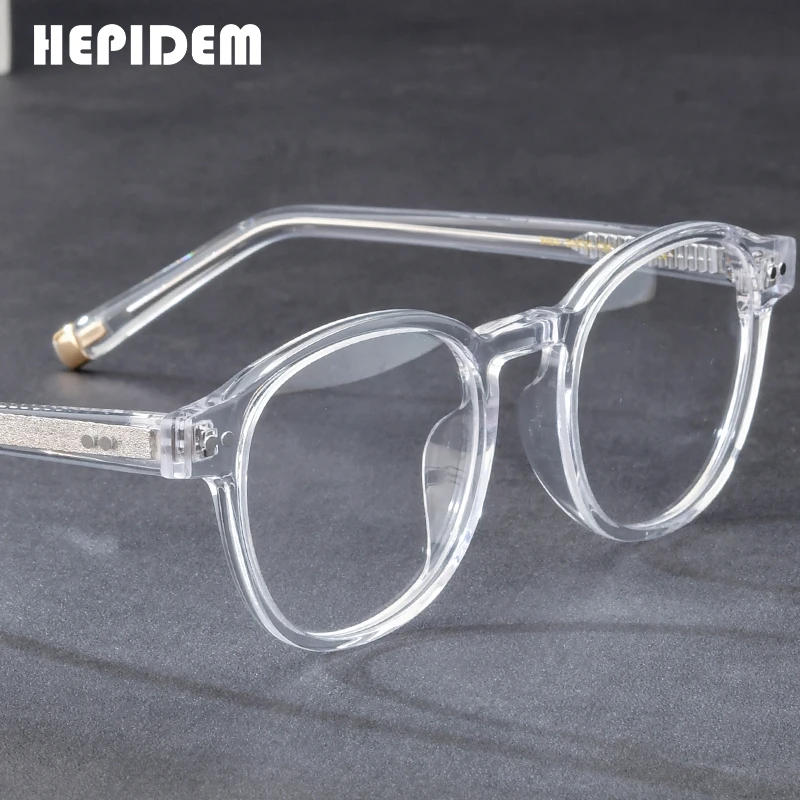 hepidem-アセテート製メガネフレーム、女性用、丸型、ブランドデザイン、透明レンズ、日本製、手作りメガネ、miltzen-9404