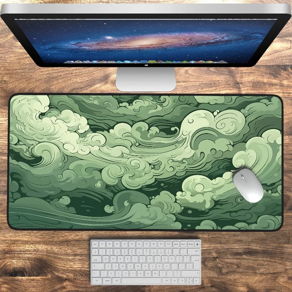 Primordial Earth Mousepad, Swirling Sage Green Desk Mat, Desk Mat Aesthetic, Unique Workspace Decor mousepad profissional