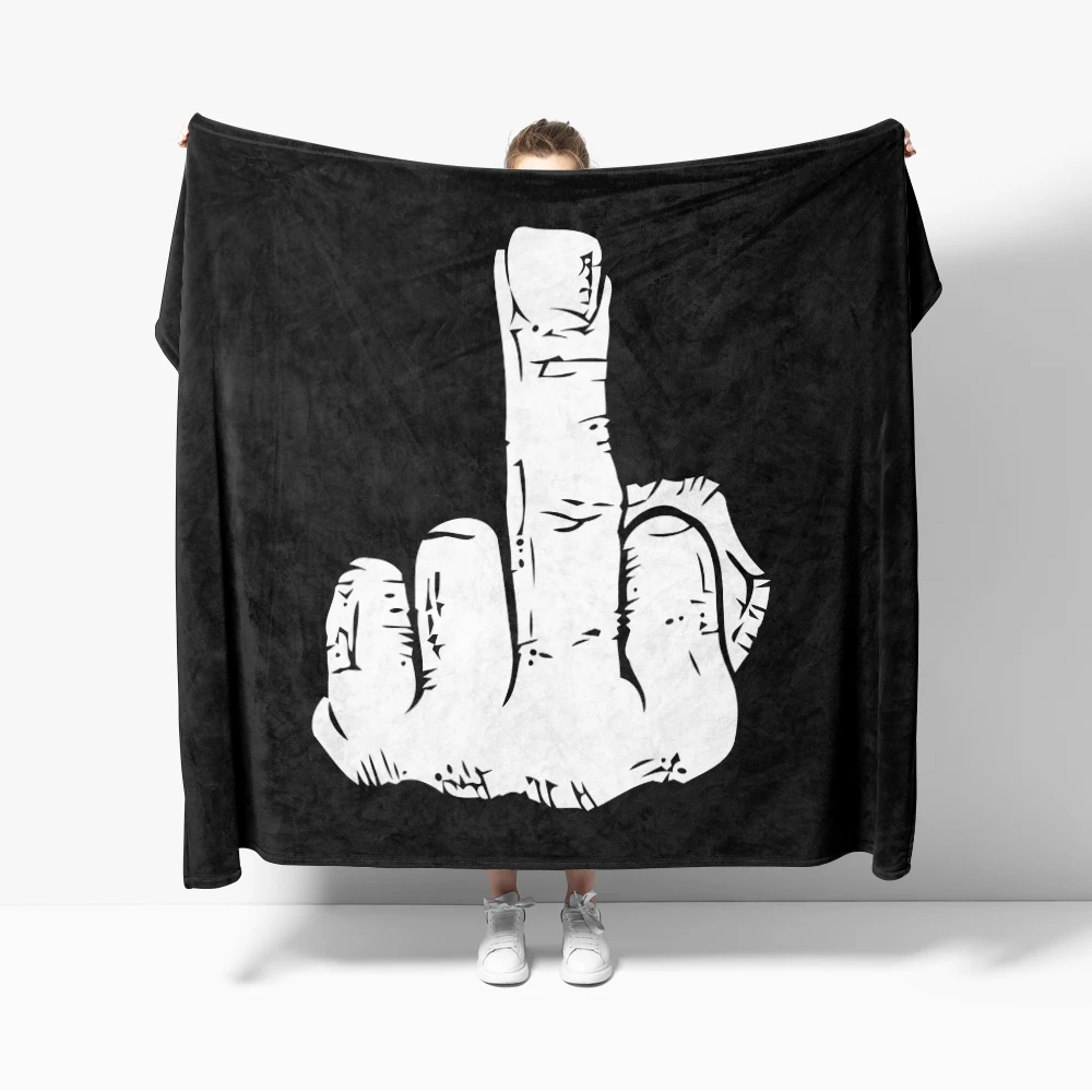 Middle Finger Flannel Blanket for Sofa prank Decoration Humorous ridicule and satire Blanket Throw Blankets For Bed