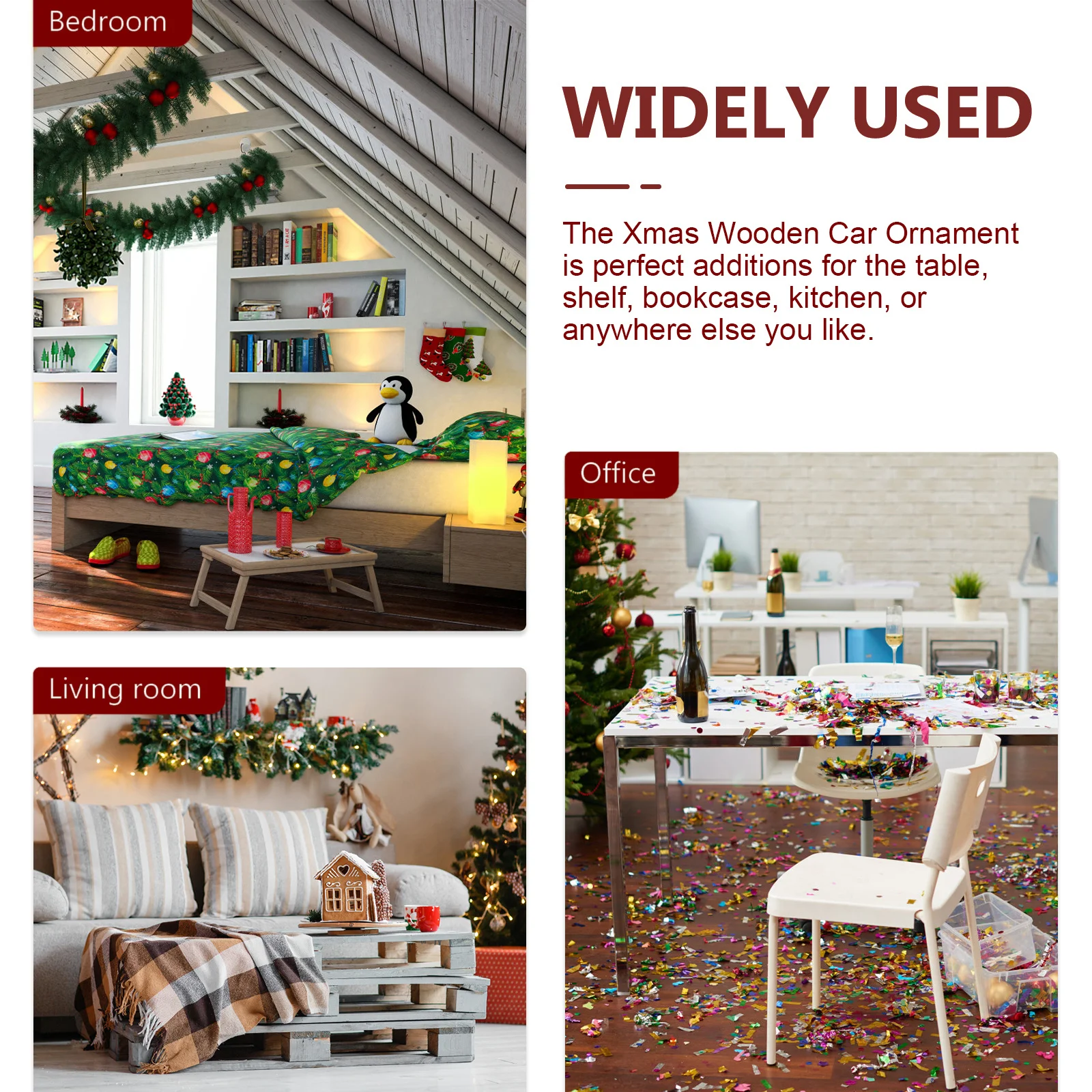 

Wooden Christmas Car Table Centerpiece Xmas Desktop Ornament Creative Christmas Decoration Home Festival Decor