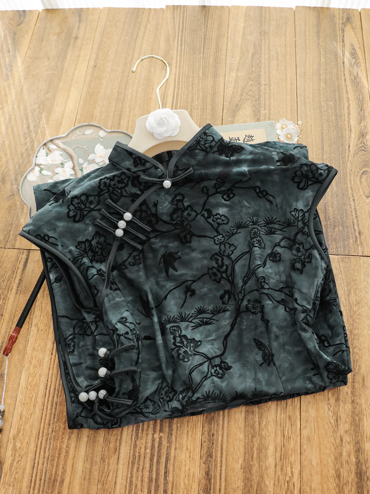 Bla Moon Tooth Sve Young Women's Sle Retro Chinese New Version Qipao Breathable Low Slit Daily Wear Long Dr