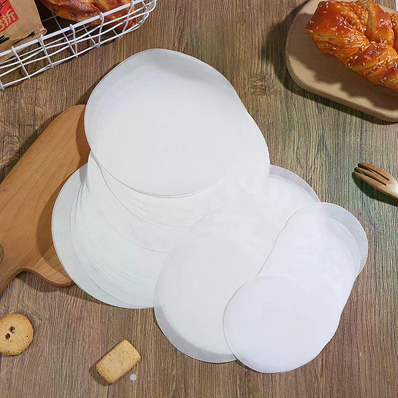 Baking Oiled Paper Circle Parchment Paper Multifunction Liner BBQ Oven Patty Hamburger Paper Steamer Liners Baking Tool 50Pcs