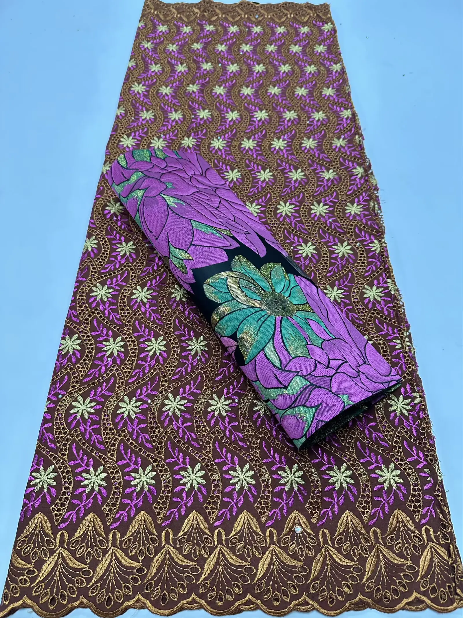 2025 Africa Cotton Lace Fabric 2.5 Yards With Scarf 2.5 Yards High Quality French Nigerian Cotton Fabric For Wedding Party Dress