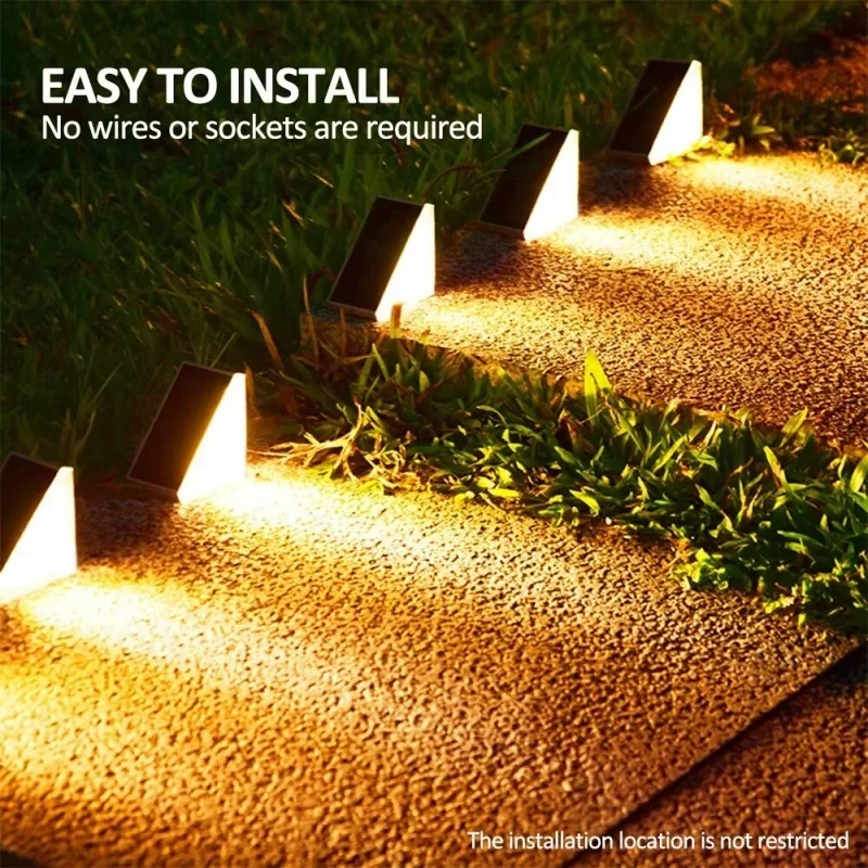 Solar Lights For Outdoors Stair Lamps Warm White LED Step Light, Waterproof Solar Lamps for Railing Stairs Fence Yard Patio