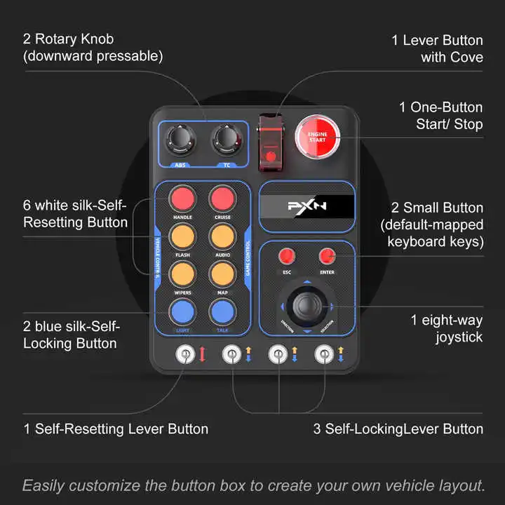 PXN CB1 Регулируемый зажим и ручка-спиннер Sim Racing Button Box Игровой контроллер