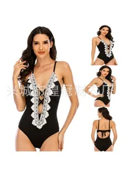 Nuovo Bikini in pizzo Sexy costume intero a vita alta costume da bagno triangolare intero da donna