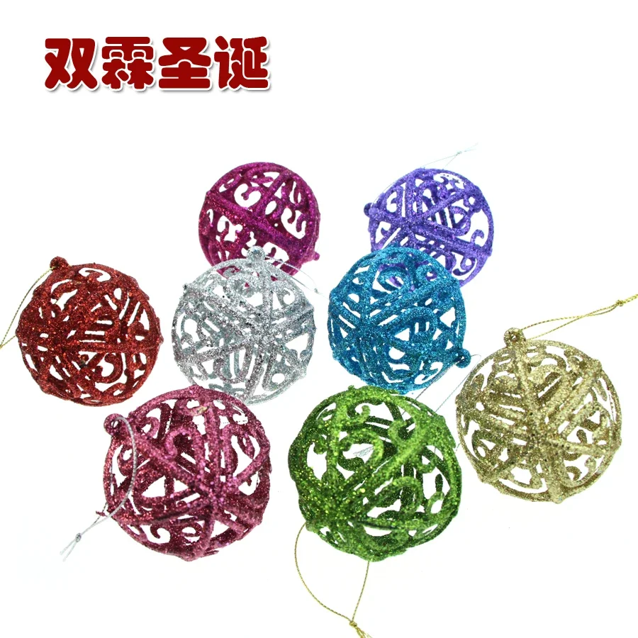 Christmas decorations 6cm hollow flower ball pendant hanging piece Christmas tree decoration window scene