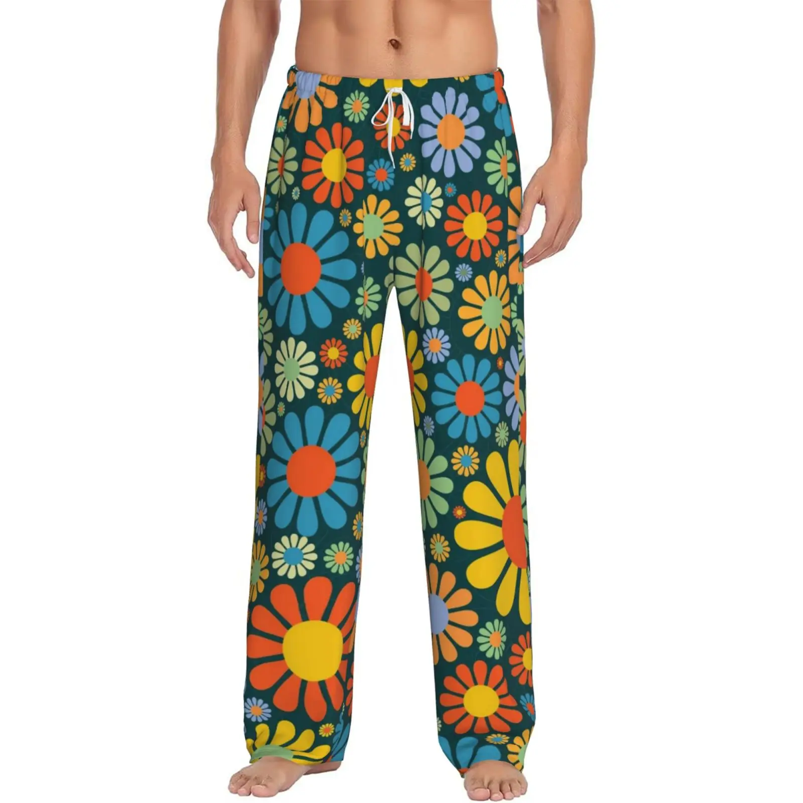 

Men's Customized Floral Printed Sleep Pants High-quality Sleep Pants with Pockets for Home Use