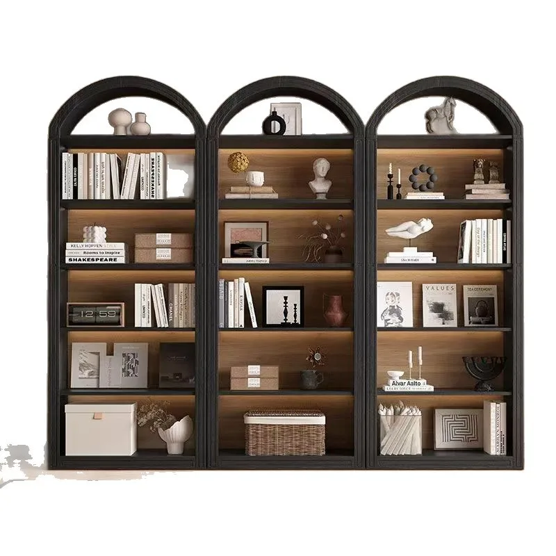 Curved American arched free combination display cabinet, whole wall bookcase bookshelf