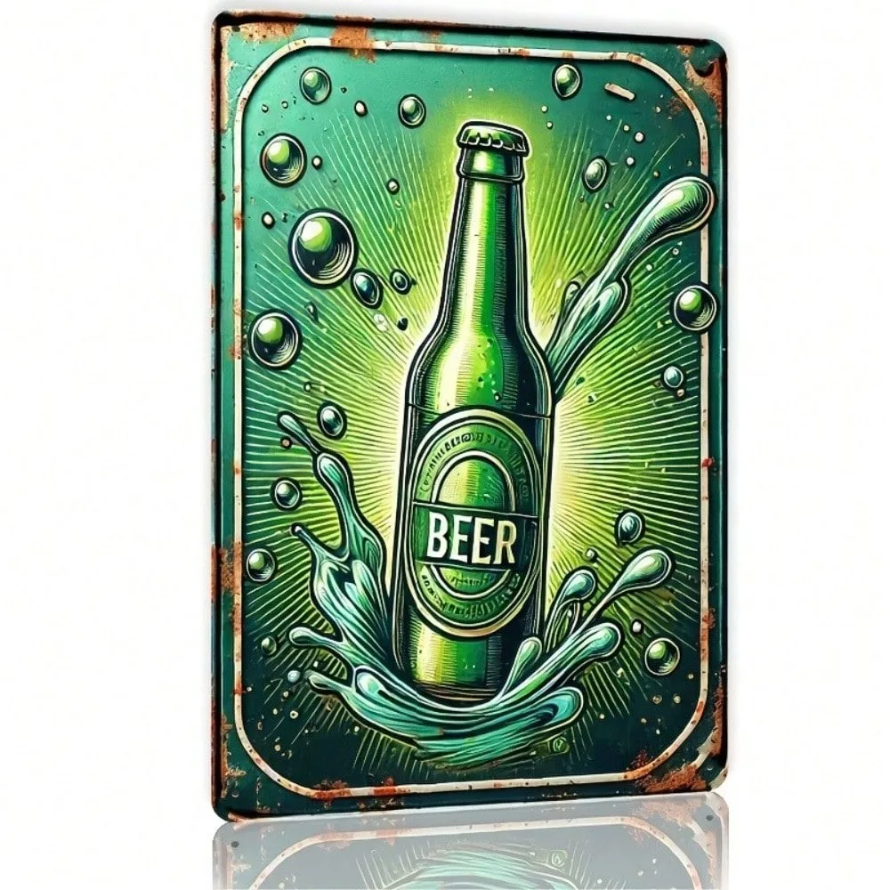 

Ramadan Decoration 2026, Vintage Glass Bottle Tin Sign, Rustic Holiday Wall Decor, Art Deco Pub Bar Plaque, 8x12 Inch