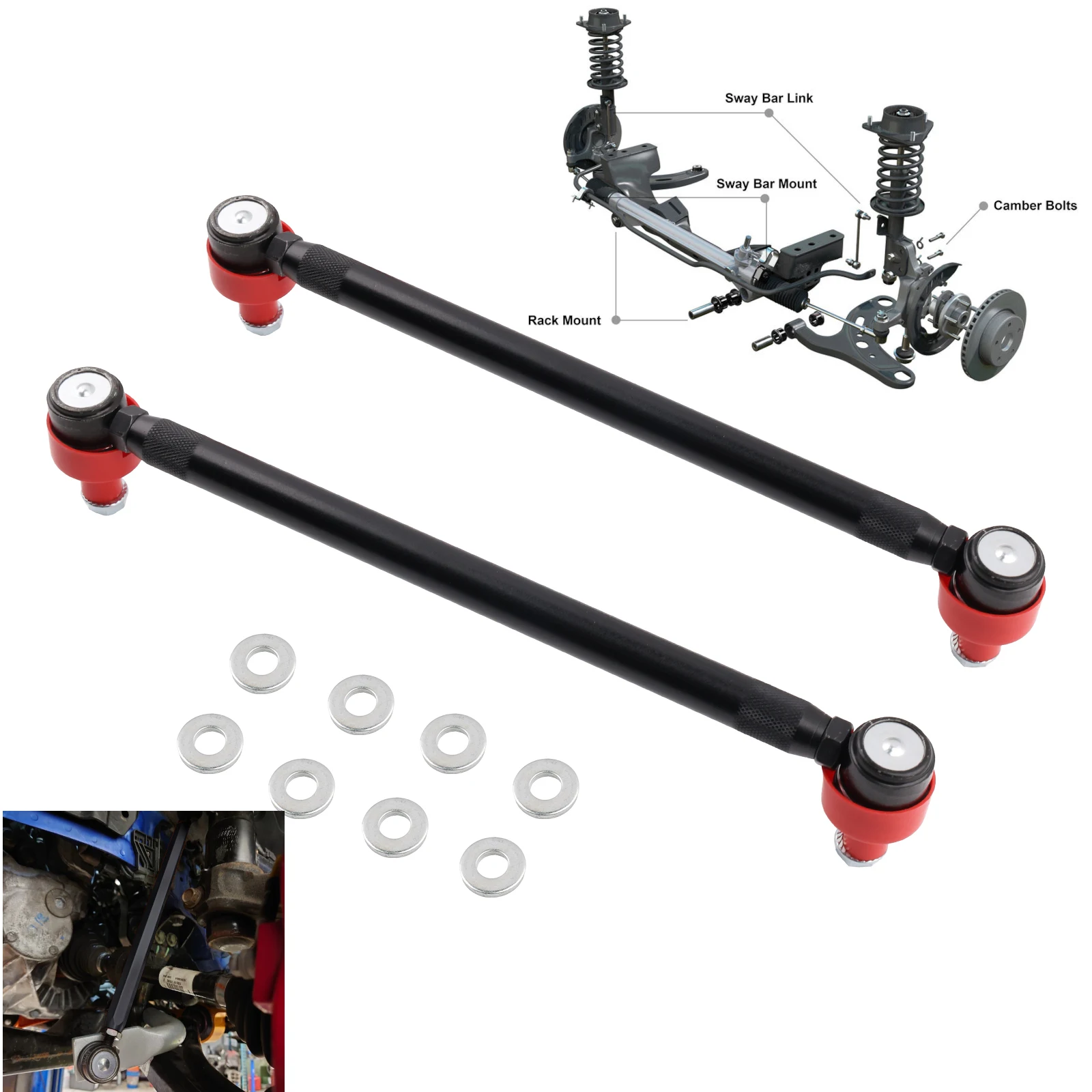 زوج وصلة نهاية قضيب التأثير الأمامي قابل للتعديل لسيارة Honda Civic FC FK8 Type R 2016 2017-2021