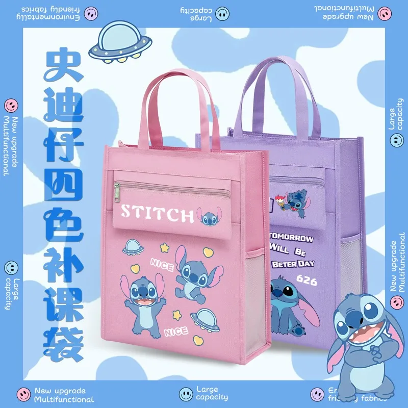 

Disney Stitch Cartoon Innovative Canvas Bag Portable High-Looking Portable Student Large-Capacity Textbook Test Paper Storage