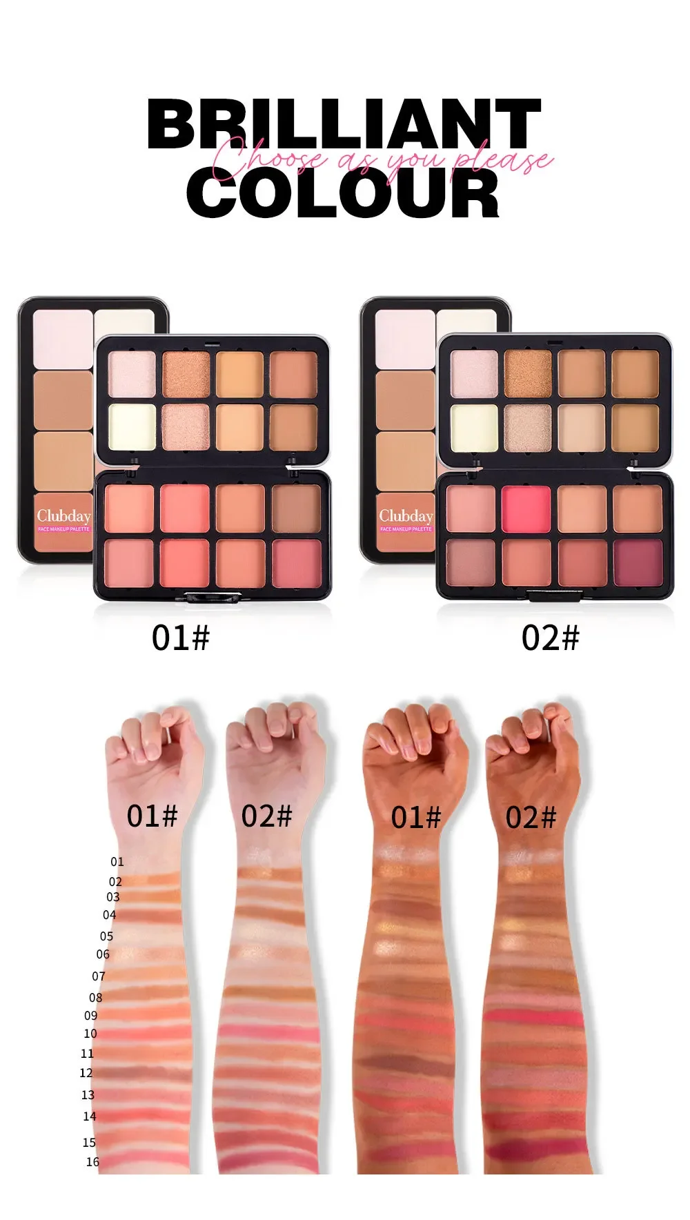 Alta calidad MISS ROSE 16 colores rubor resaltar paleta de contorno maquillaje cuidado duradero cara Natural paleta multifunción nuevo