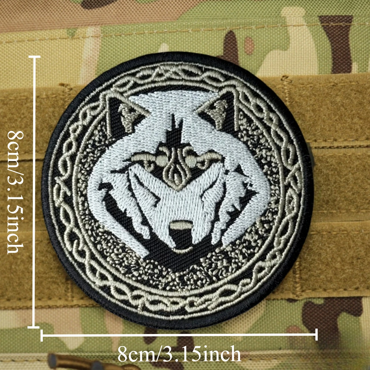 Parche táctico bordado lobo con velcro para equipo militar