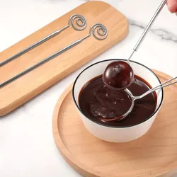 Stainless Steel Chocolate Dipping Fork Silver Rustproof Chocolate Dipping Tool Long Handle Irregular Shaped Cheese Fondue Fork