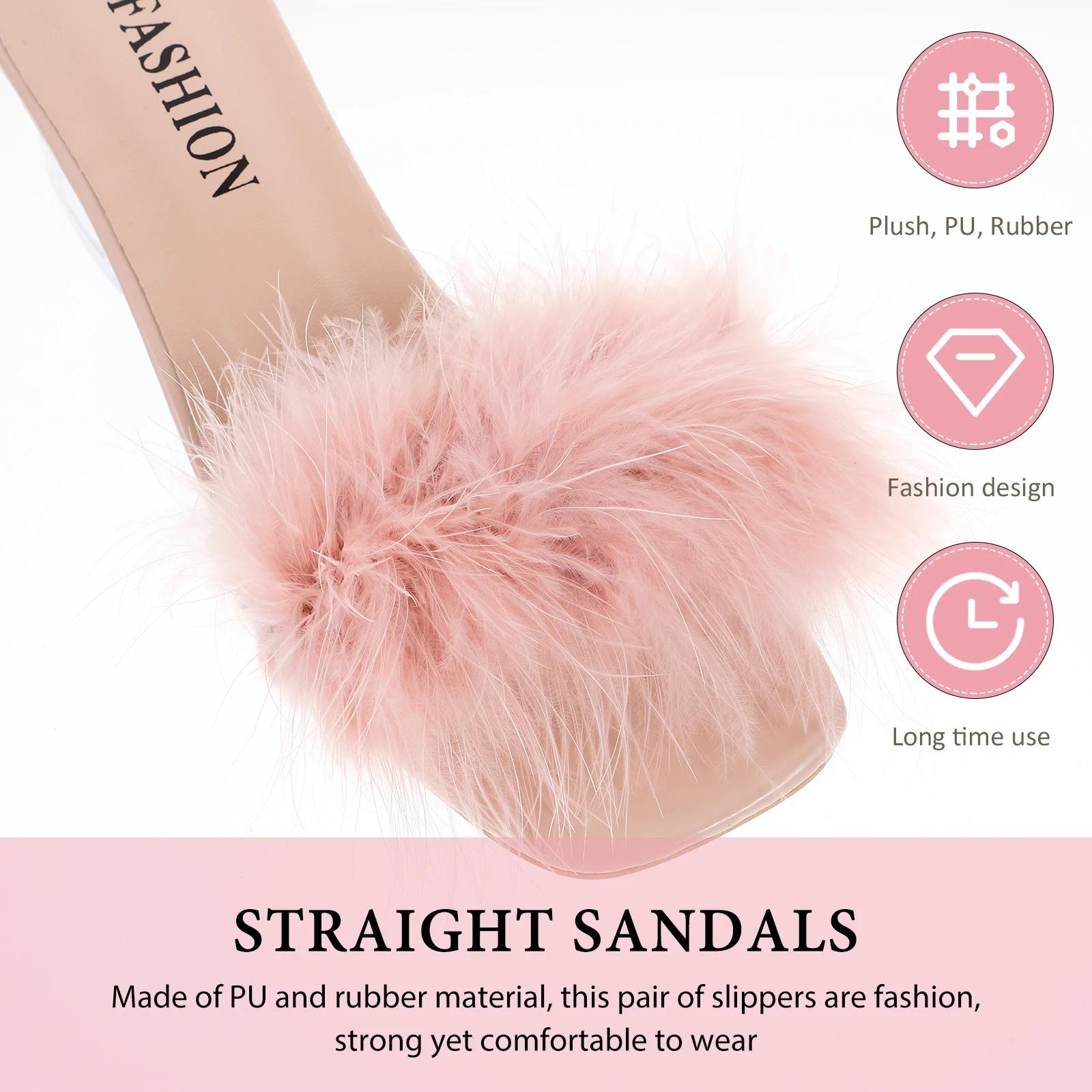 

Women Fashion PU Rubber Slippers Comfortable Chunky Heel Open Toe Beach Summer Indoor Outdoor Shoes