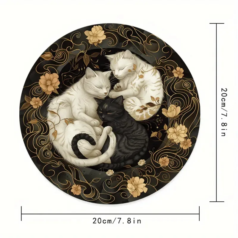 Alfombrilla de ratón redonda con tema de gato, base de goma antideslizante, almohadillas portátiles de escritorio para oficina, ordenador, portátil, accesorios para PC, resistente al desgaste