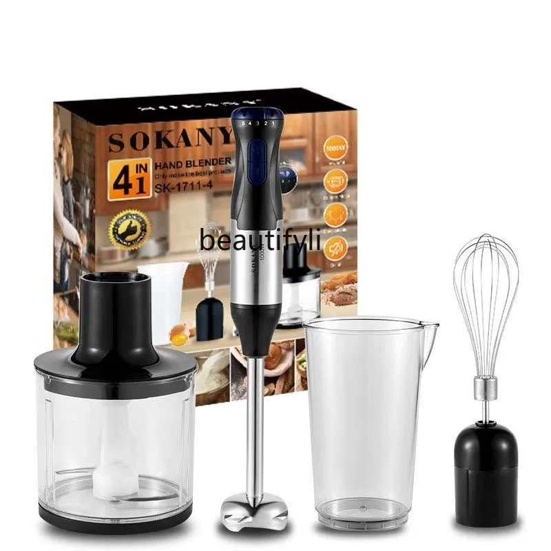 Licuadora cuatro en uno de 5 velocidades, máquina de alimentos complementarios, batidora de huevos manual, picadora de carne, máquina de cocina